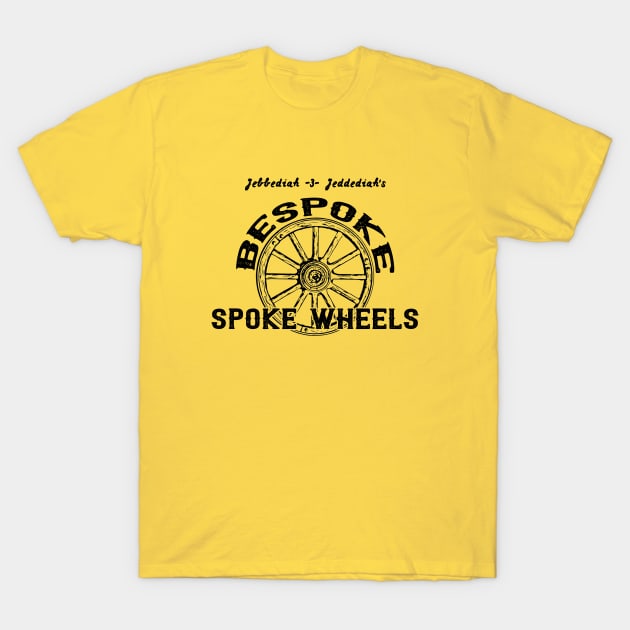 J&J's Bespoke Spoke Wheels - Black T-Shirt by Bat Boys Comedy